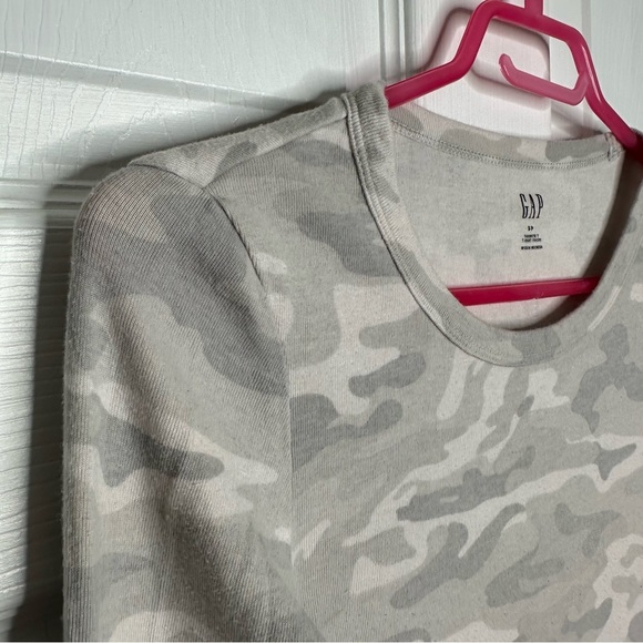 GAP Favourite Camo Shirt Long Sleeved Grey & White Size Small - Picture 3 of 16